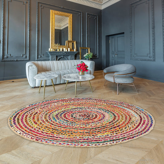 Chromatic Carousel Rug, 4ft - Festive Swirl