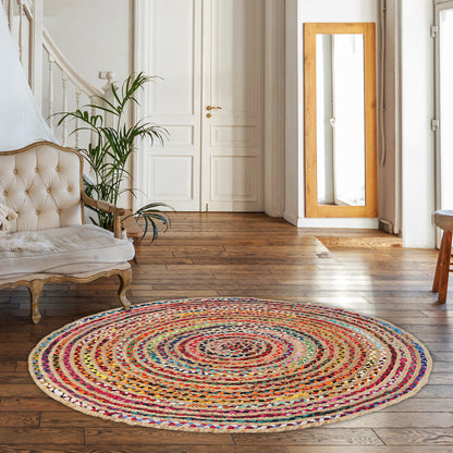 Chromatic Carousel Rug, 4ft - Festive Swirl