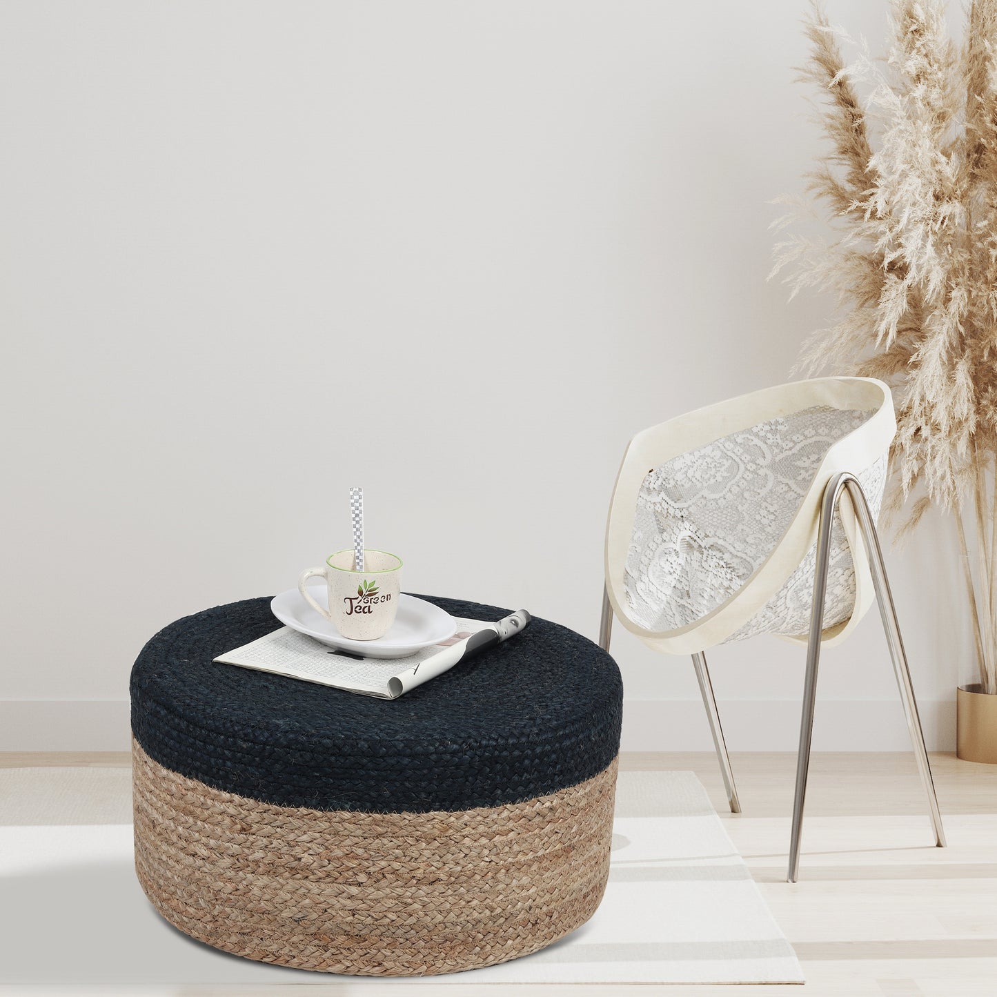 Noir Nebula Pouf, 11"x21"