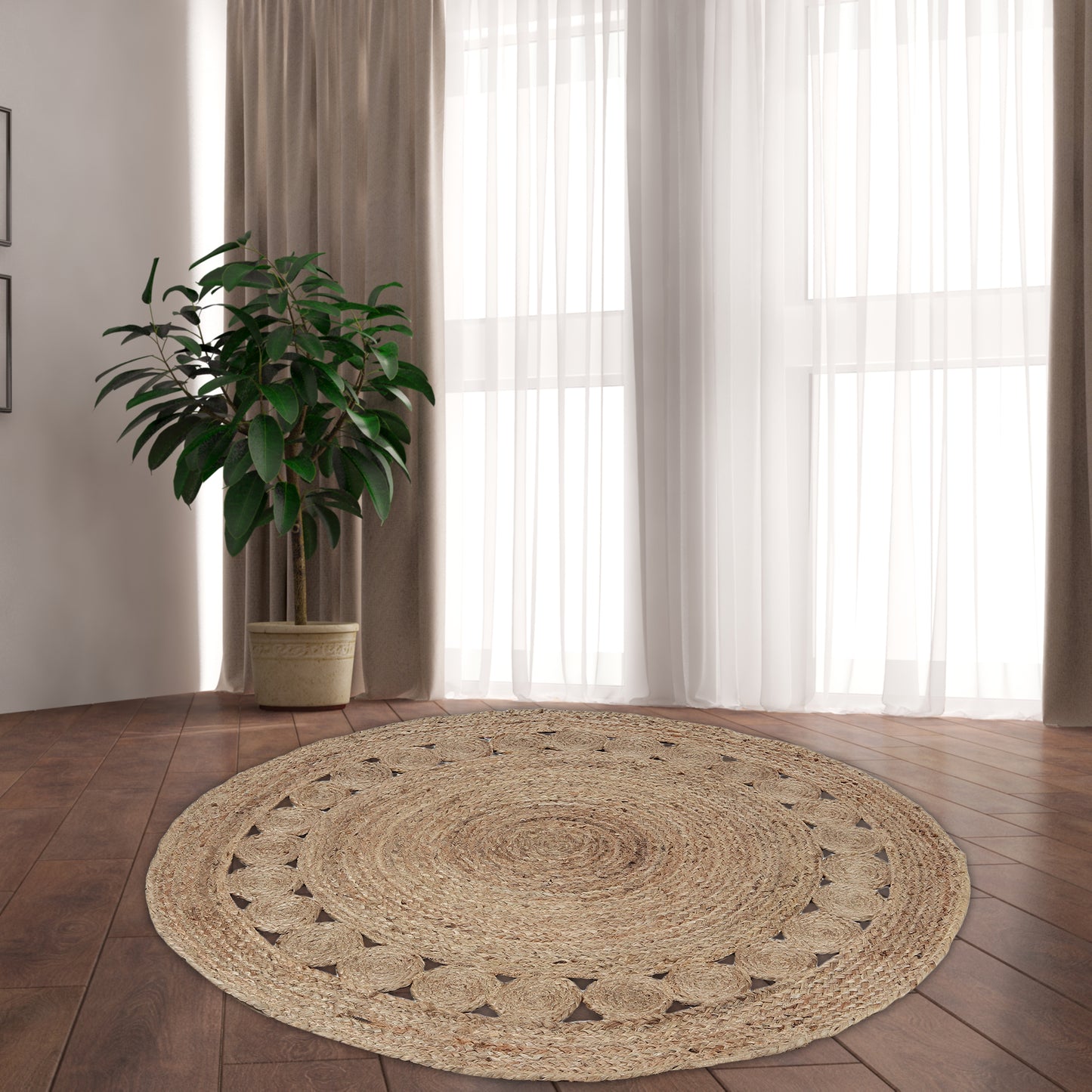 Artisanal Aura Rug, 4ft - Elemental Elegance