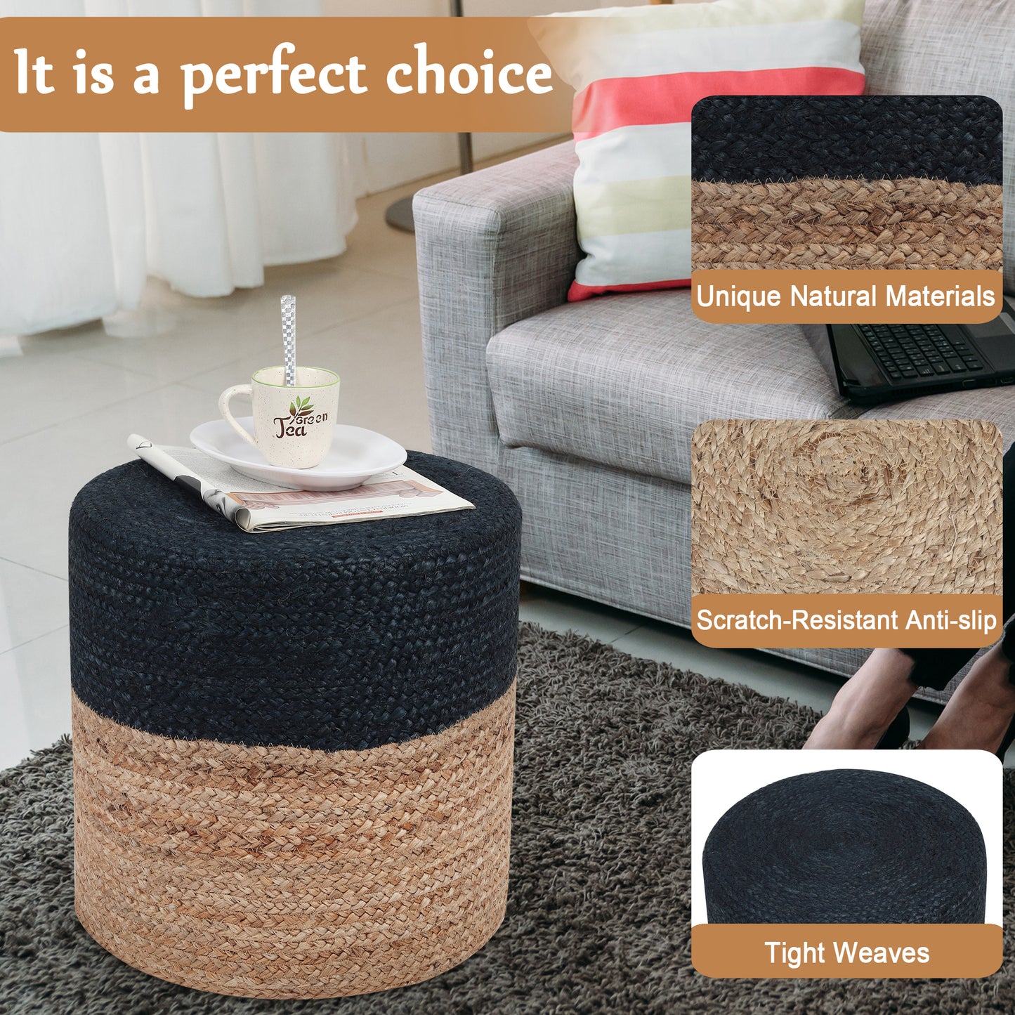 Twilight Tower Pouf, 16”x16”